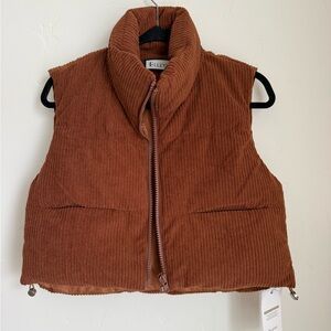 Corduroy Puffer Vest in Rust